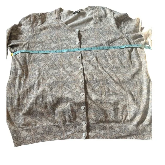 Talbots Women’s Button Down Cardigan 
Metallic Beige Floral Print Size 2X - Picture 8 of 15